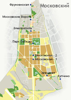 Московський район Санкт-Петербурга розташовується на півдні міста, межує з   Фрунзенським   ,   Адміралтейському   ,   Кіровським   і   пушкінським   адміністративними районами